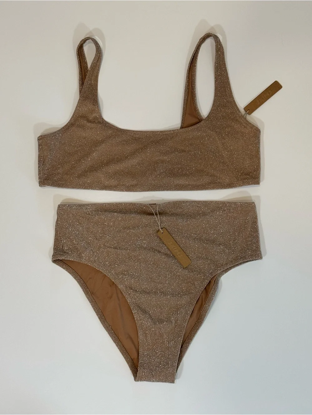 NWT SKIMS Shimmery Brown High-Waist Bikini Set Size 2X